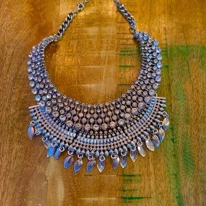 Silver and rhinestone studded necklace